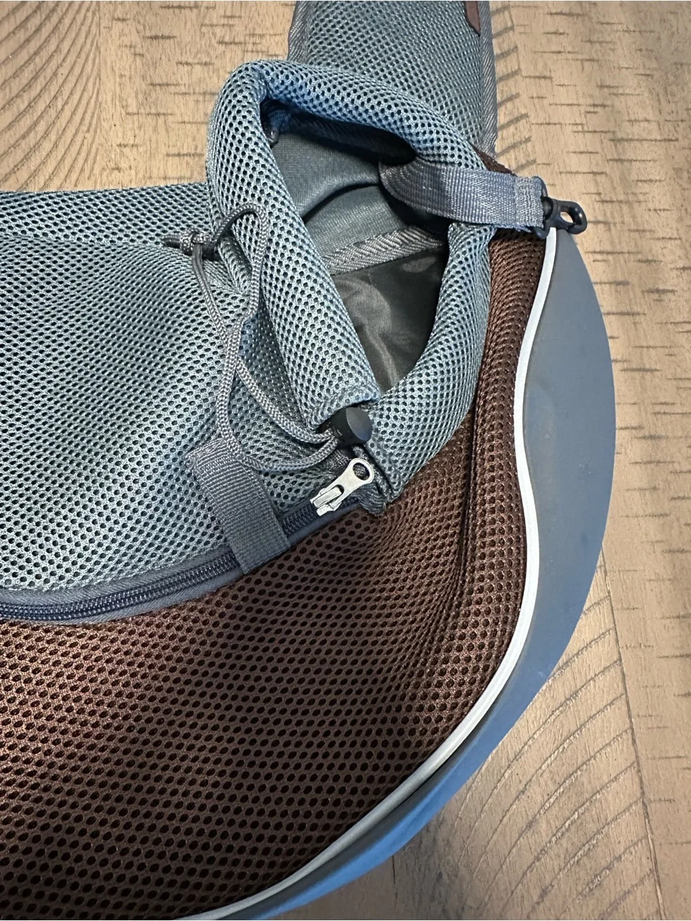 Gray and Brown Small Pet Sling Bag